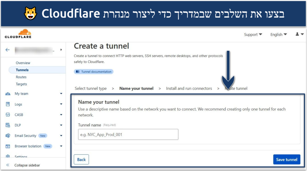 Screenshot of Cloudflare Tunnel dashboard